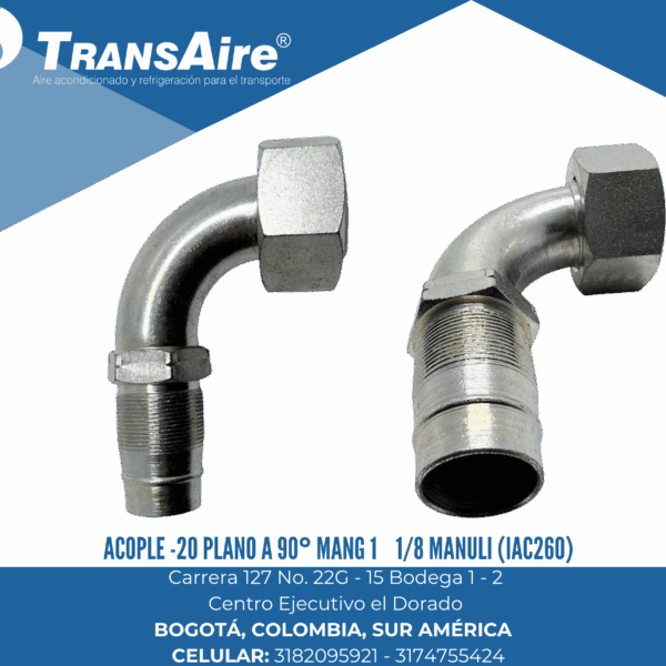 Acople -20 plano a 90° mang 1 1/8 Manuli (IAC260)