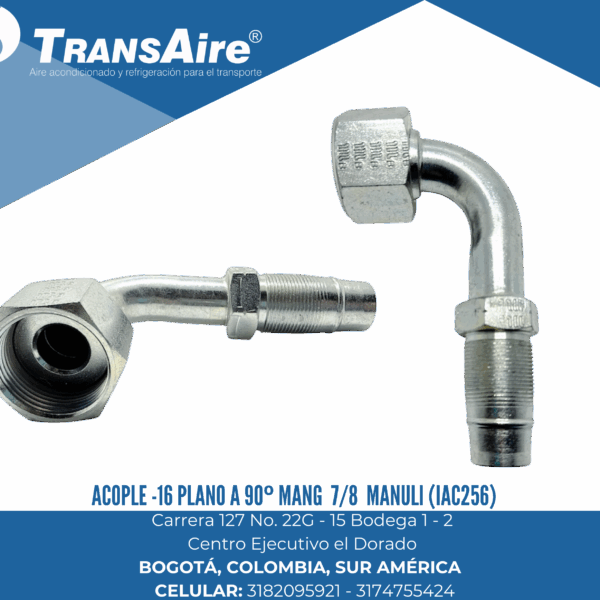 Acople -16 plano a 90º mang 7/8 Manuli (IAC256)