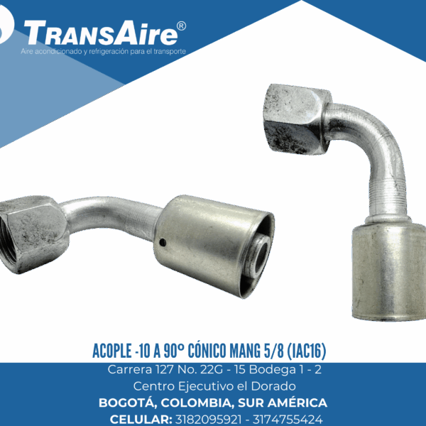 Acople -10 a 90º cónico mang 5/8 (IAC16)