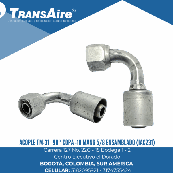 Acople TM-31 90º copa -10 Mang 5/8 ensamblado (IAC231)