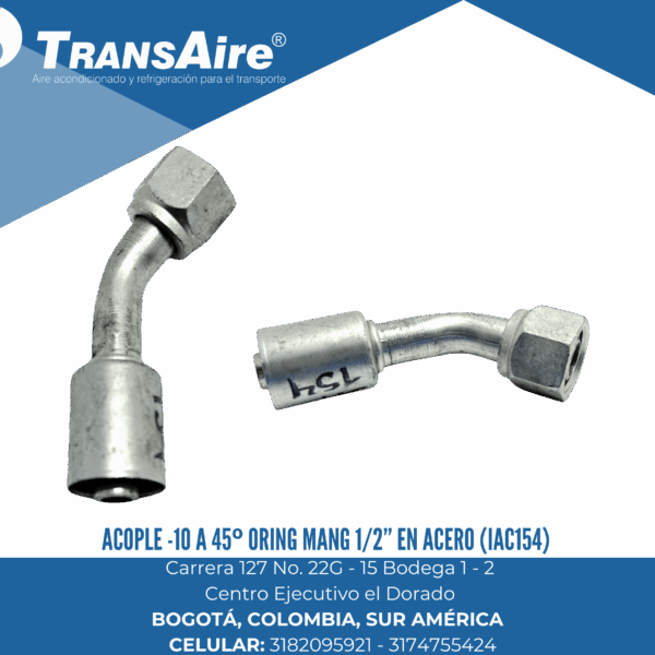 Acople -10 a 45º Oring mang 1/2” en acero (IAC154)