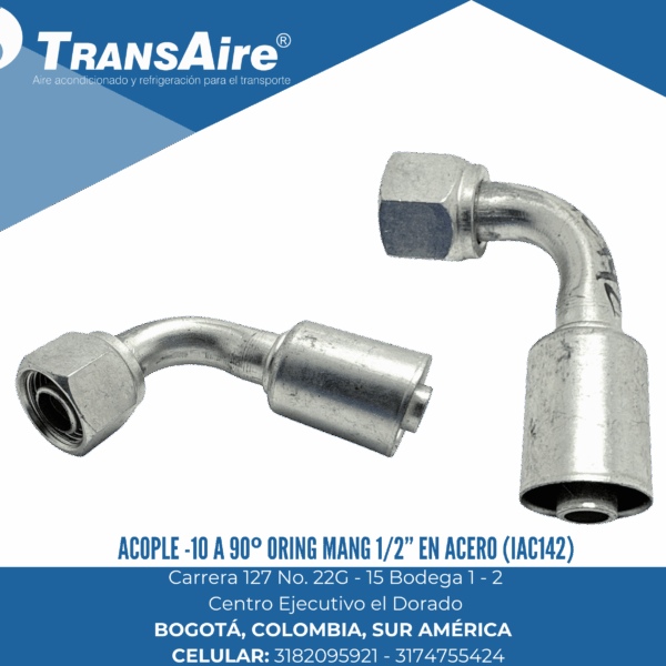 Acople -10 a 90º Oring mang 1/2” en acero (IAC142)