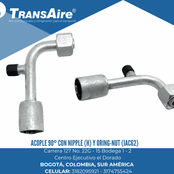 Acople 90º con Nipple (H) y Oring-nut (IAC62)