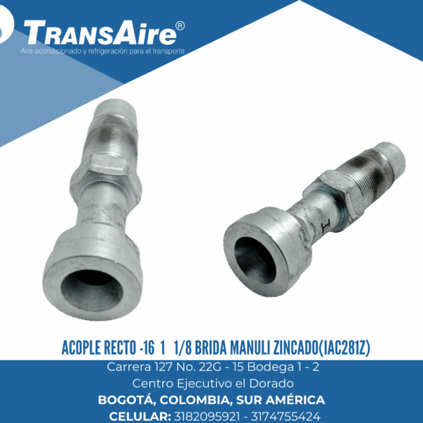 Acople recto -16 1 1/8 brida Manuli zincado(IAC281z)