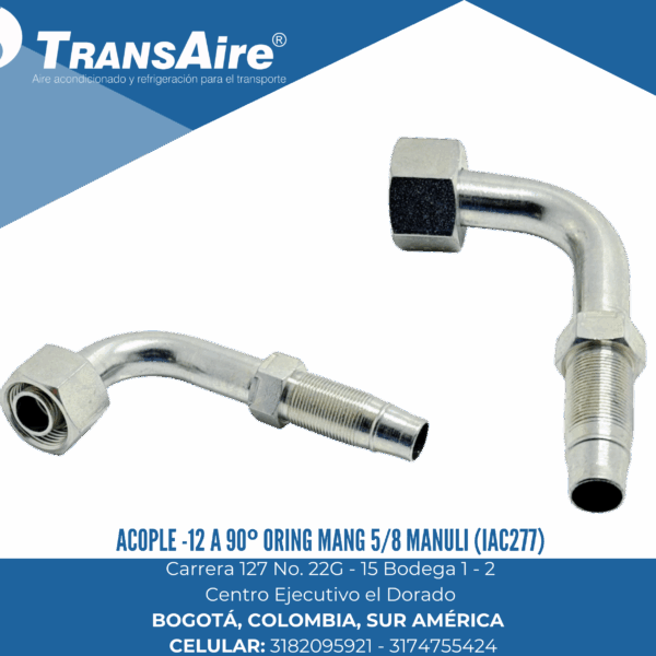 Acople -12 a 90º Oring mang 5/8 Manuli (IAC277)