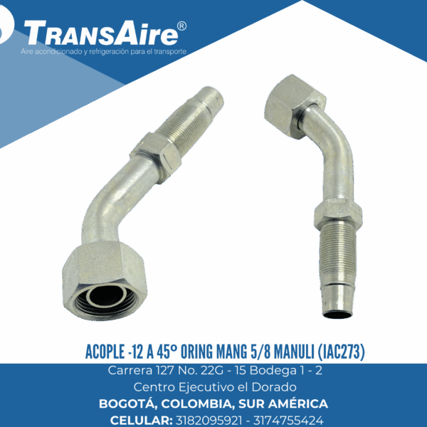 Acople -12 a 45º Oring mang 5/8 Manuli (IAC273)