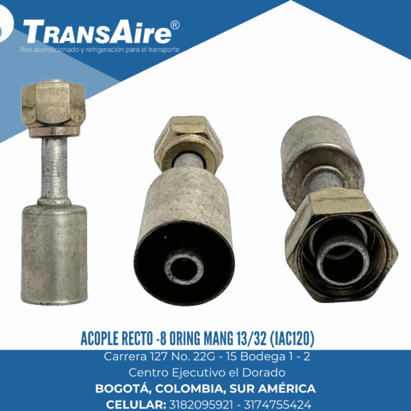 Acople recto -8 Oring mang 13/32 (IAC120)