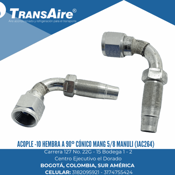 Acople -10 hembra a 90º cónico mang 5/8 Manuli (IAC264)