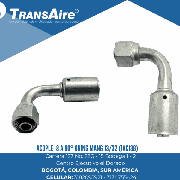 Acople -8 a 90º Oring mang 13/32 (IAC138)