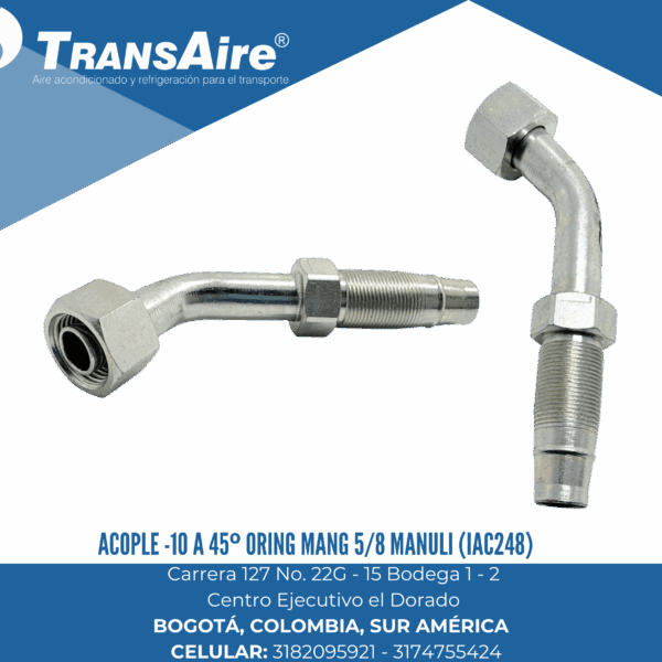 Acople -10 a 45º Oring mang 5/8 Manuli (IAC248)