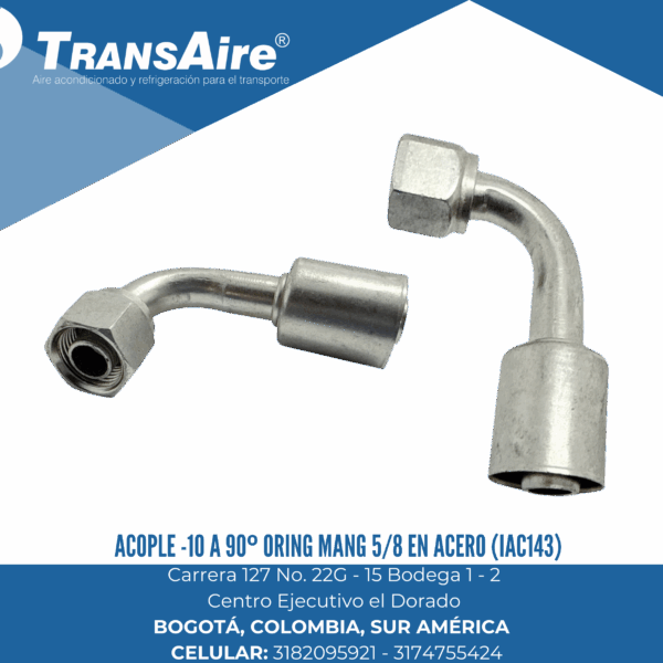 Acople -12 a 90º Oring mang 5/8” en acero (IAC153)
