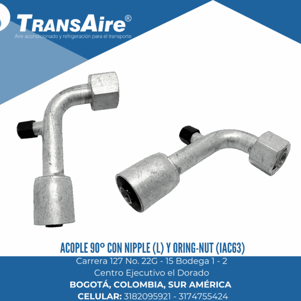 Acople 90º con Nipple (l) y oring-nut (IAC63)