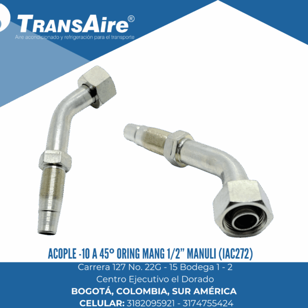 Acople -10 a 45º Oring mang 1/2” Manuli (IAC272)