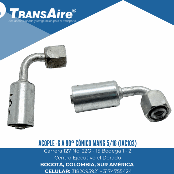 Acople -6 a 90º cónico mang 5/16 (IAC103)