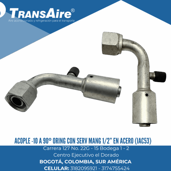 Acople -10 a 90º oring con serv mang 1/2” en acero (IAC53)