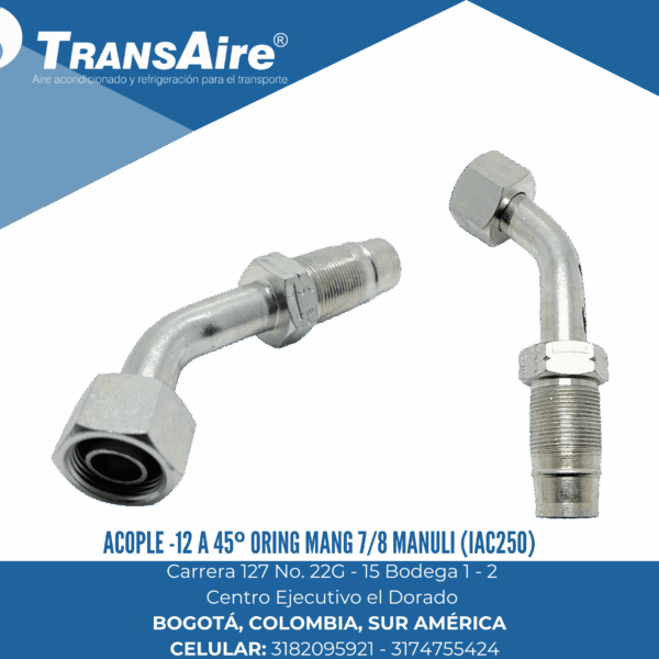 Acople -12 a 45º oring mang 7/8 Manuli (IAC250)