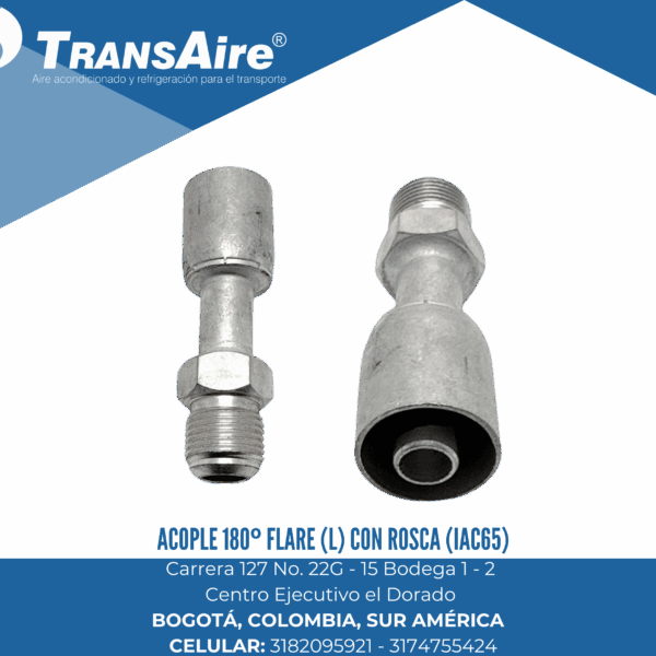Acople 180º flare (l) con rosca (IAC65)