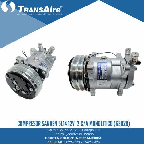Compresor Sanden 5l14 12V 2 C/A Monolitico (KSO28)