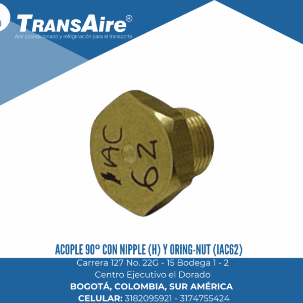 Acople 90º con Nipple (h) y oring-nut (IAC62)