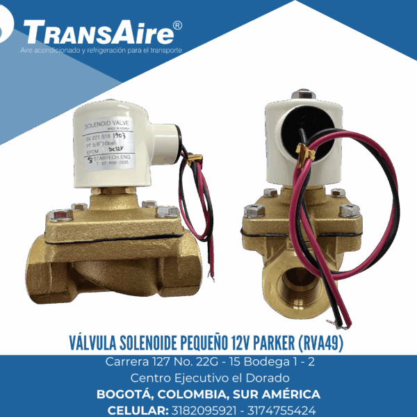 Válvula solenoide pequeño 12V parker (RVA49)