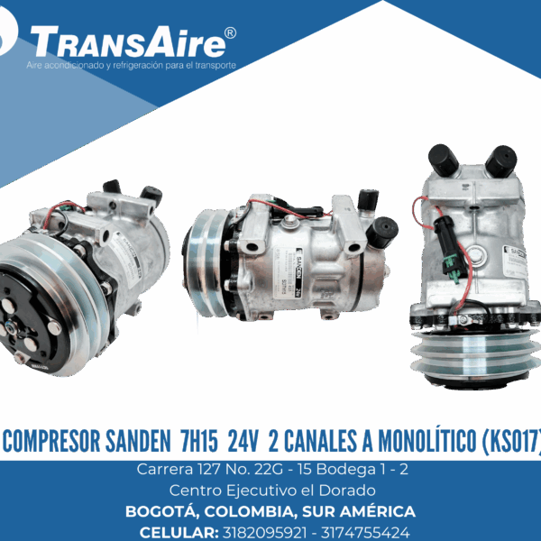 Compresor Sanden 7h15 24V 2 canales a monolítico (KSO17)