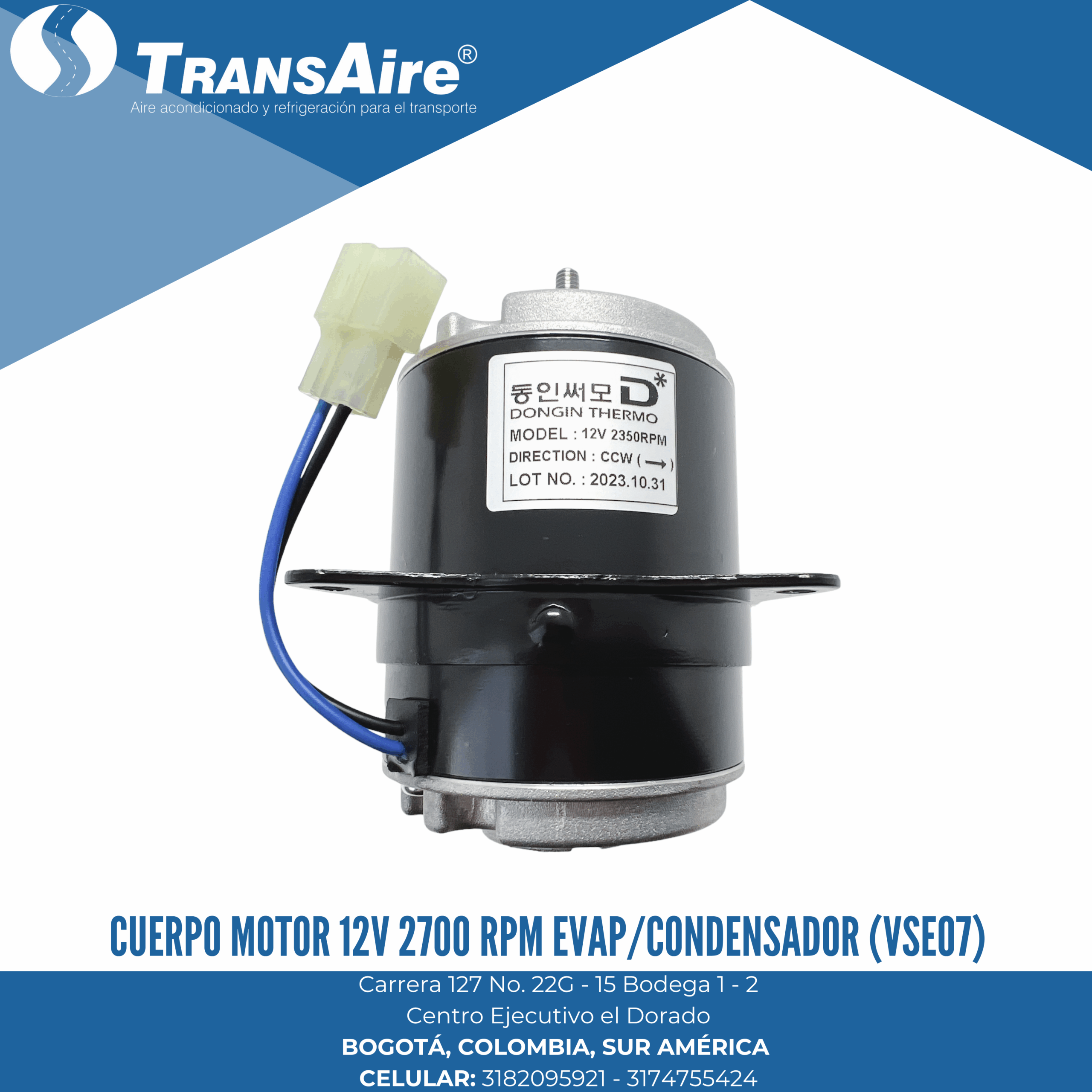 Cuerpo motor 12V 2700 RPM EVAP/Condensador (VSE07)