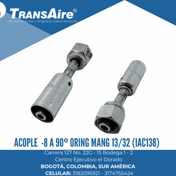 Acople  -8 a 90º Oring mang 13/32 (IAC138)