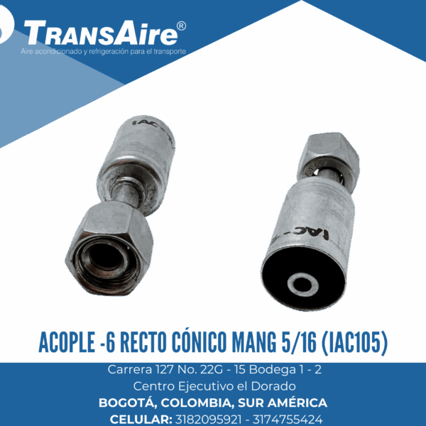 Acople -6 recto cónico mang 5/16 (IAC105)