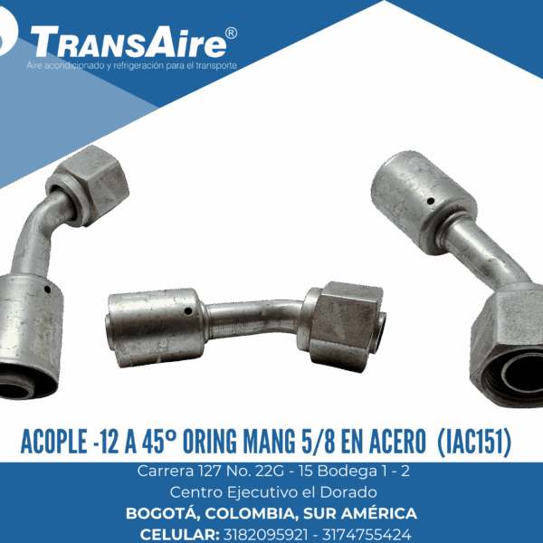 Acople -12 a 45º Oring Mang 5/8” en acero (IAC151)