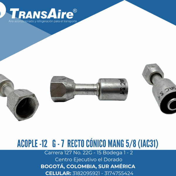 Acople -12 recto cónico mang 5/8” (IAC31)